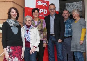 (v. l.): Fabienne Vesper, Christel Bähr, Elvira Drobinski-Weiß, Karl-Rainer Kopf, Manfred Maurer u. Petra Mayer-Kletzin